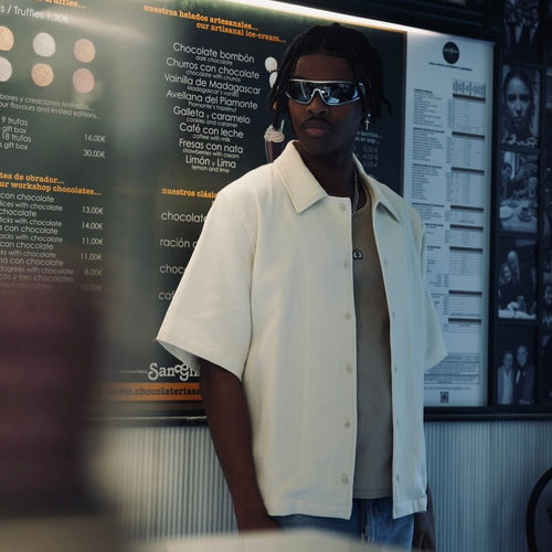 Camisa de botones y mangas cortas efecto galleta