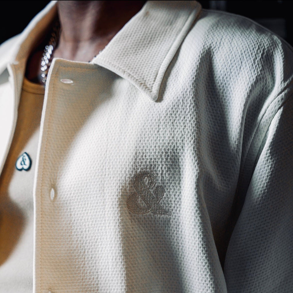 Camisa de botones y mangas cortas efecto galleta