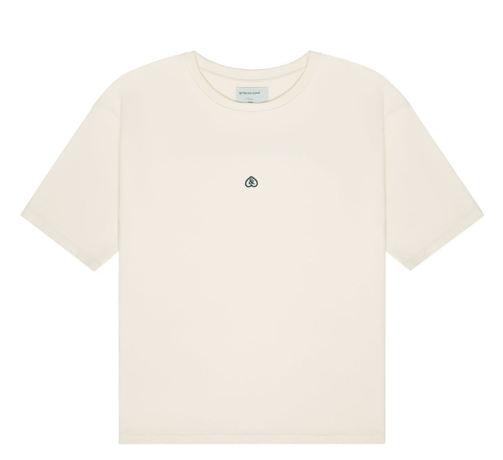 Camiseta logo básica crema crudo